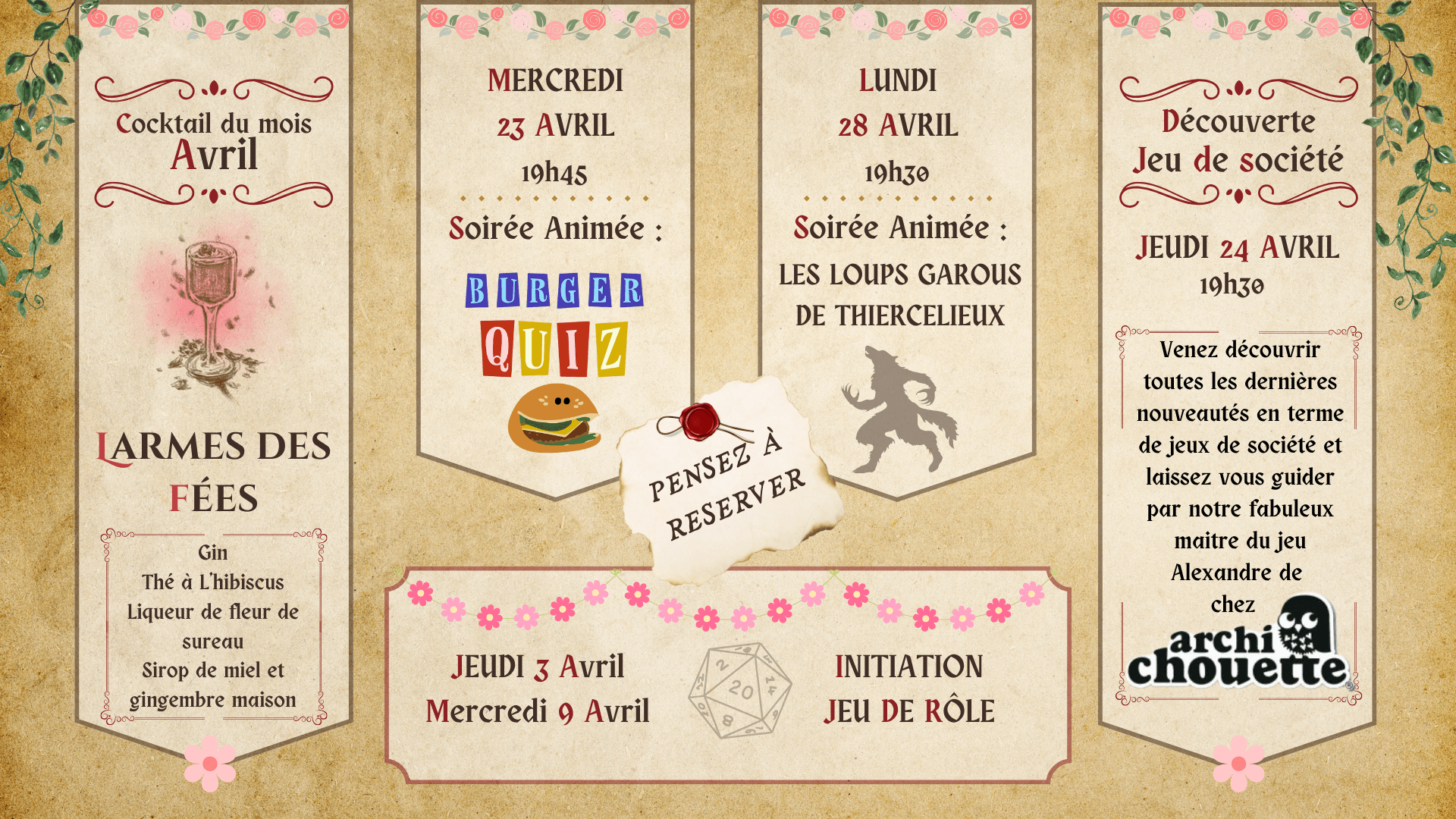 Programmation Avril - La Taverne s'Anime !