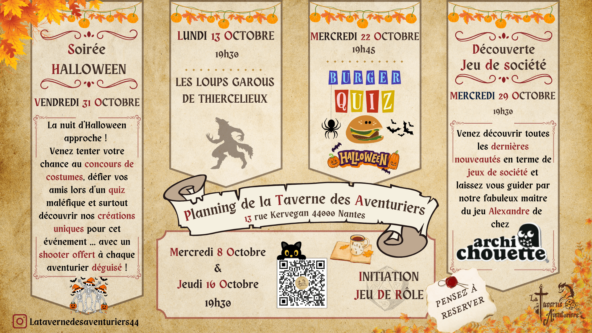 Programmation Octobre - La Taverne s'Anime !
